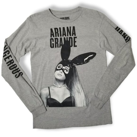Ariana Grande Grey Long Sleeve Dangerous Woman Tour Shirt - Picture 1 of 6